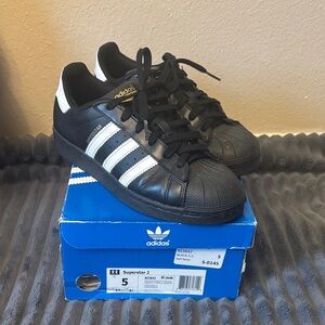 Adidas Superstar Men's Black Sneakers with White Stripes